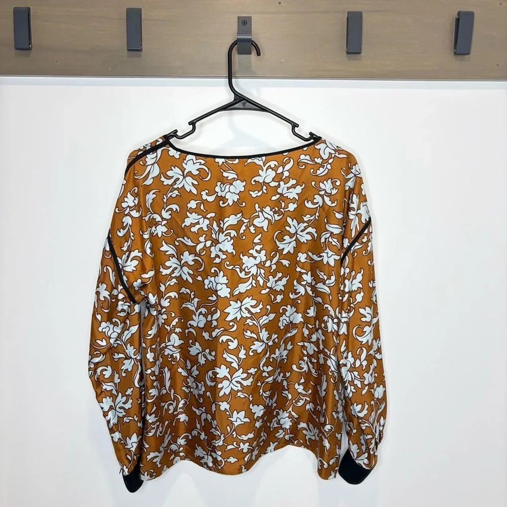 Tory Burch Printed Silk Blouse - Size Small - 70s Scroll